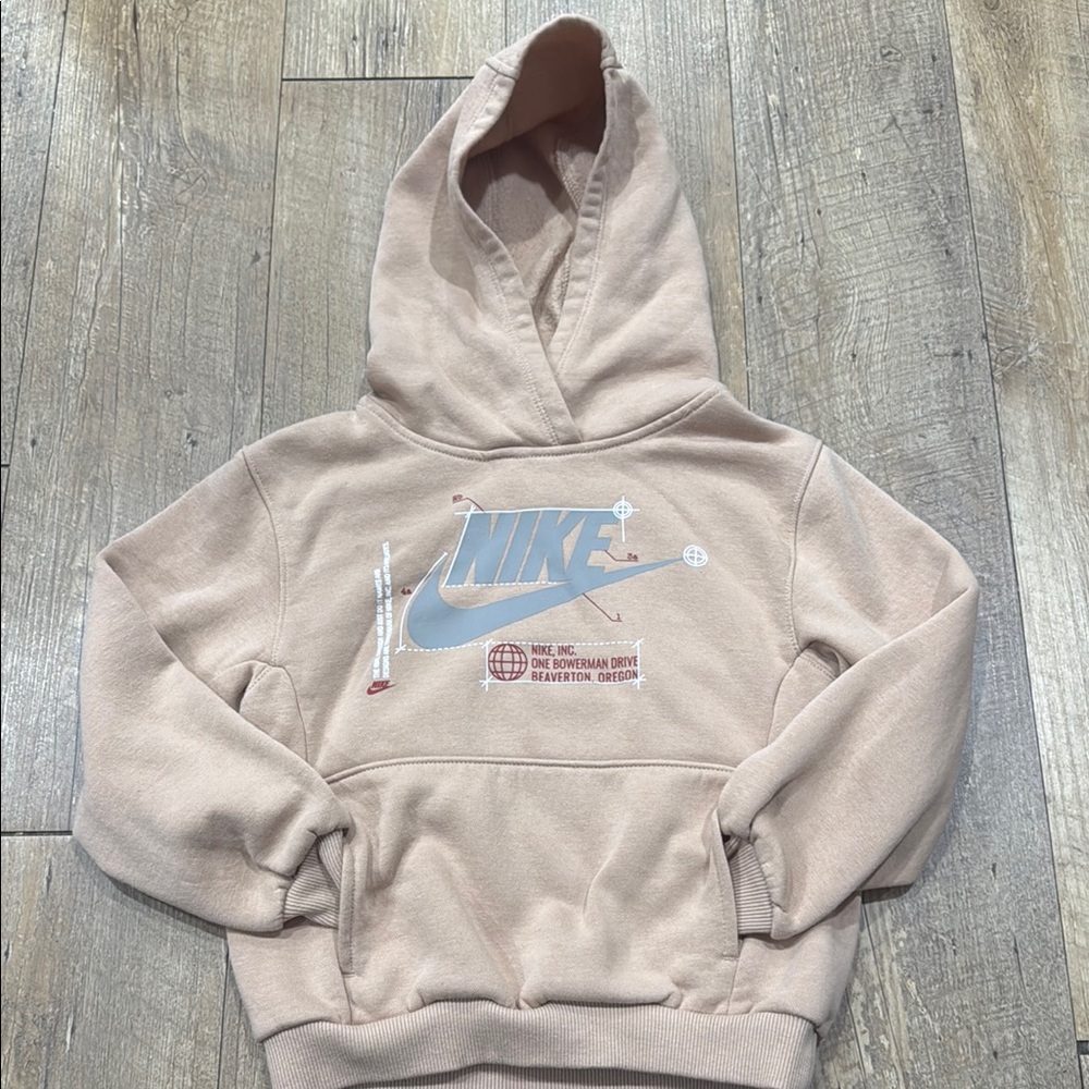 Nike Kids 5-6 Tan Pullover Hoodie Sweatshirt